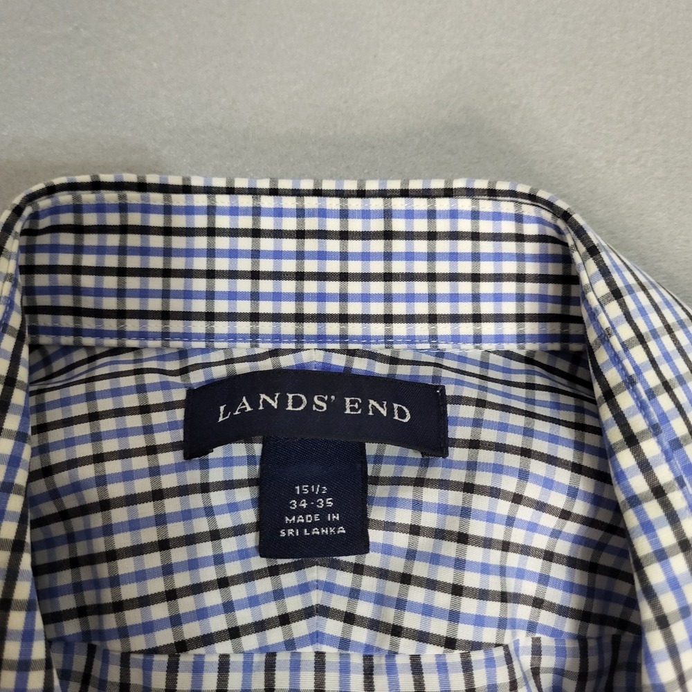 Lands End Checked Long Sleeve Button Down Casual Shirt Men's 15 1/2 (34-35) - Picture 6 of 9